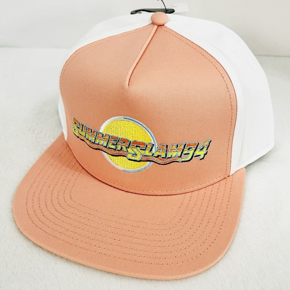 WWE SummerSlam 1994 Logo A-Frame Hat Cap Adjustable Snapback Wrestling Pink